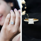 3 Carat Moissanite Princess Cut Engagement Ring With Double Prongs D-VS1 - Rosec Jewels