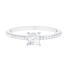 3/4 CT Princess Cut Zircon Solitaire Ring with Surprise and Side Stones AAAA - Rosec Jewels