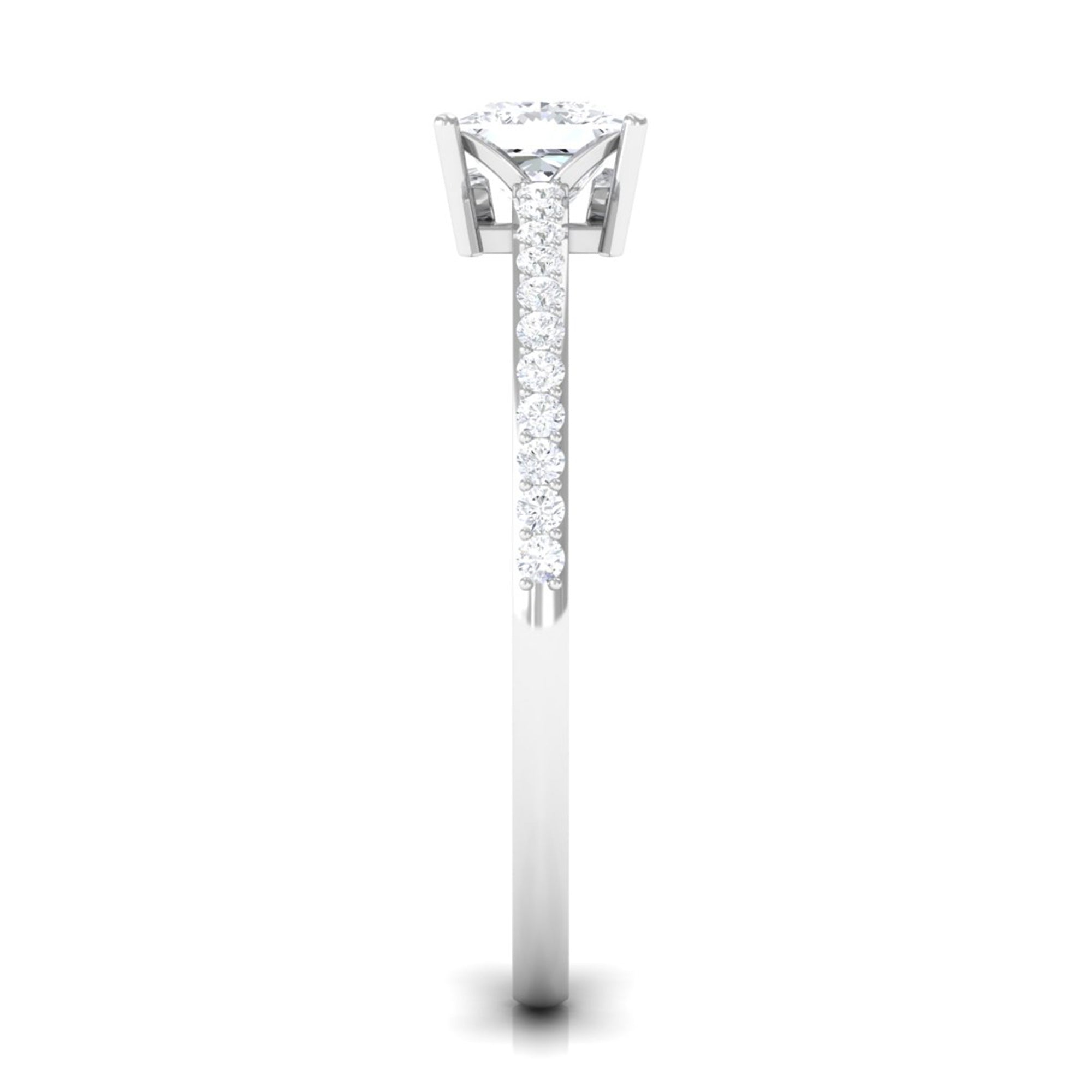 3/4 CT Princess Cut Zircon Solitaire Ring with Surprise and Side Stones AAAA - Rosec Jewels