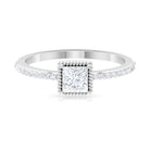 3/4 CT Princess Cut Zircon Solitaire Ring with Side Stones AAAA - Rosec Jewels