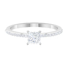 3/4 CT Princess Cut Cubic Zircon Solitaire Ring with Side Stones AAAA - Rosec Jewels