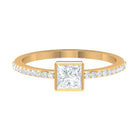 3/4 CT Bezel Set Cubic Zircon Solitaire Ring with Side Stones AAAA - Rosec Jewels