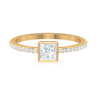 3/4 CT Bezel Set Cubic Zircon Solitaire Ring with Side Stones AAAA - Rosec Jewels