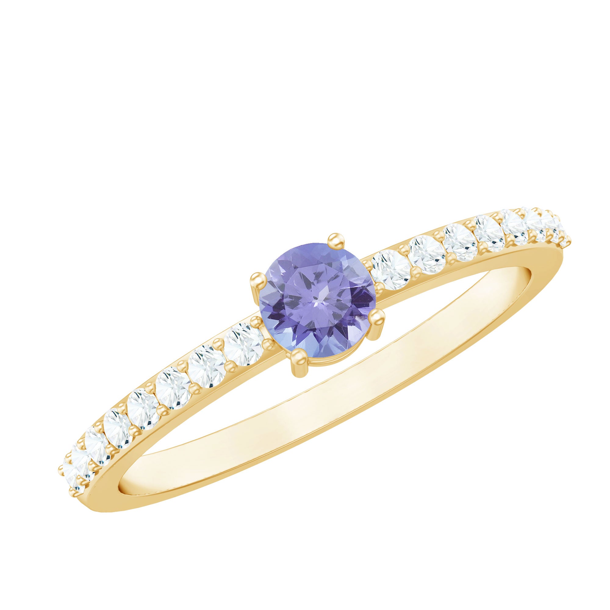 Rosec Jewels-Natural Tanzanite Diamond Promise Ring for Engagement