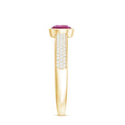0.75 CT Solitaire Pink Tourmaline and Diamond Engagement Ring AAA - Rosec Jewels
