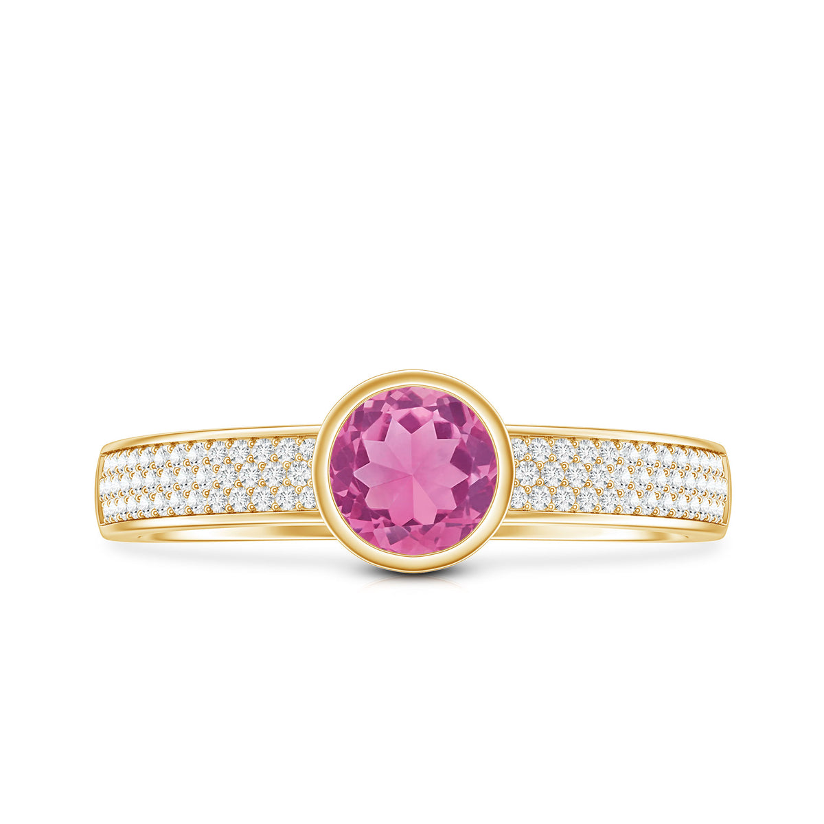 0.4 Carat Solitaire Pink Tourmaline and Diamond Engagement Ring AAA - Rosec Jewels