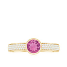 0.75 CT Solitaire Pink Tourmaline and Diamond Engagement Ring AAA - Rosec Jewels