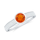 3/4 CT Round Shape Fire Opal Engagement Ring with Diamond AAA - Rosec Jewels