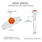 3/4 CT Round Shape Fire Opal Engagement Ring with Diamond AAA - Rosec Jewels