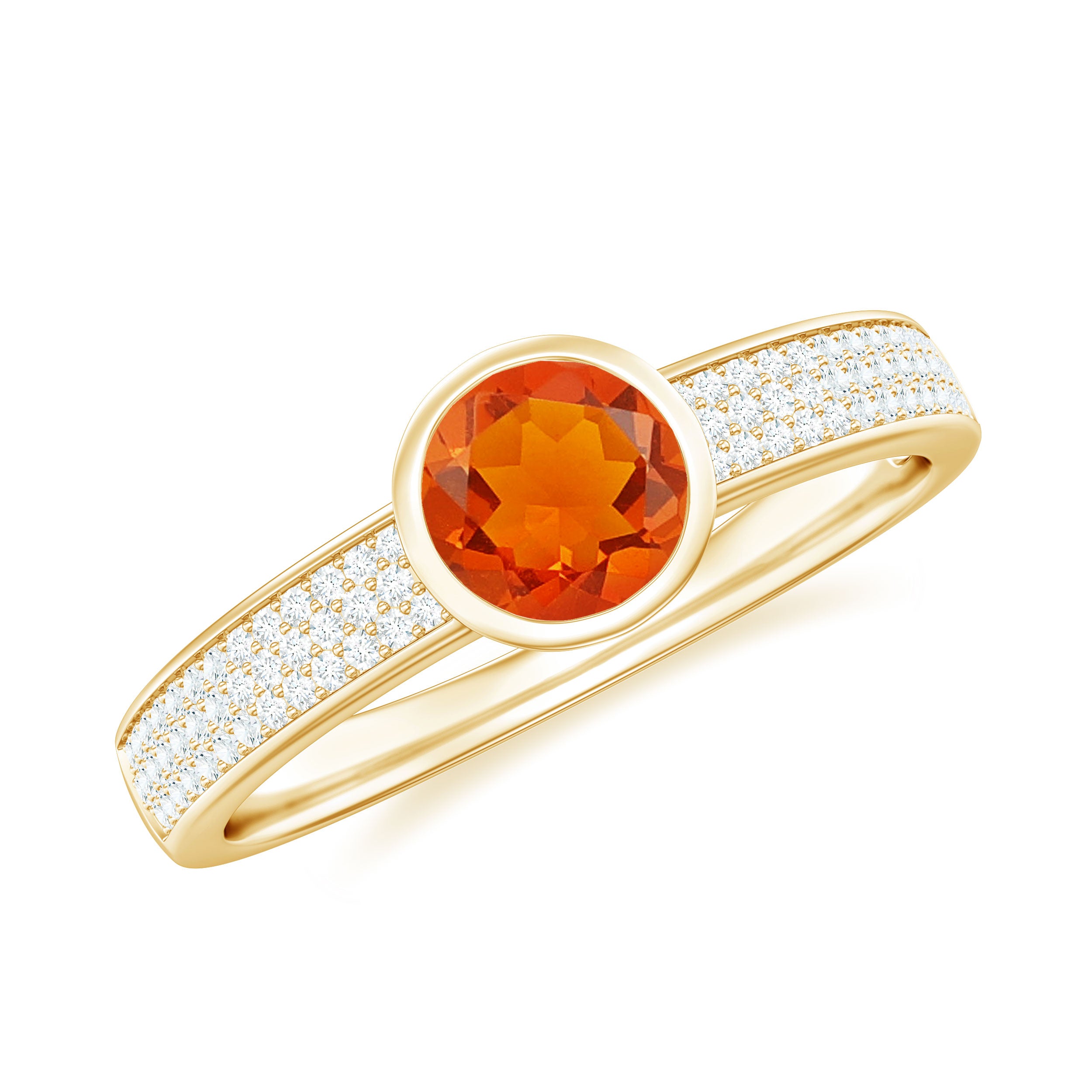 3/4 CT Round Shape Fire Opal Engagement Ring with Diamond AAA - Rosec Jewels