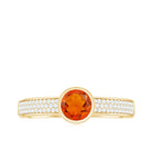 3/4 CT Round Shape Fire Opal Engagement Ring with Diamond AAA - Rosec Jewels