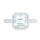 Solitaire Moissanite Asscher Cut Engagement Ring in Bezel Setting D-VS1 - Rosec Jewels