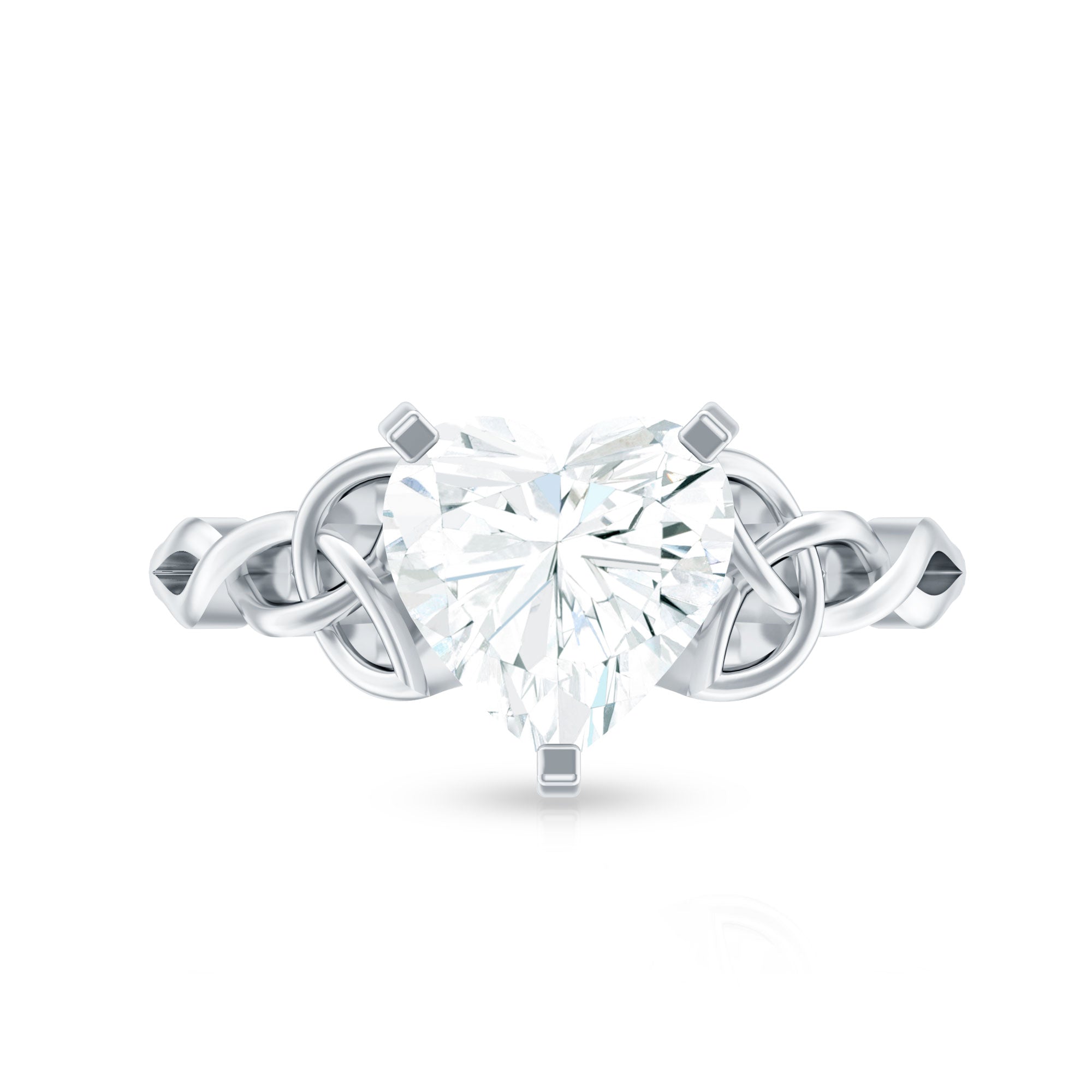Rosec Jewels-2 CT Heart Shaped Moissanite Celtic Knot Engagement Ring