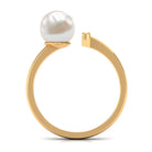 Cultured 3 Carat Freshwater Pearl Cuff Ring with Diamond AAA - Rosec Jewels