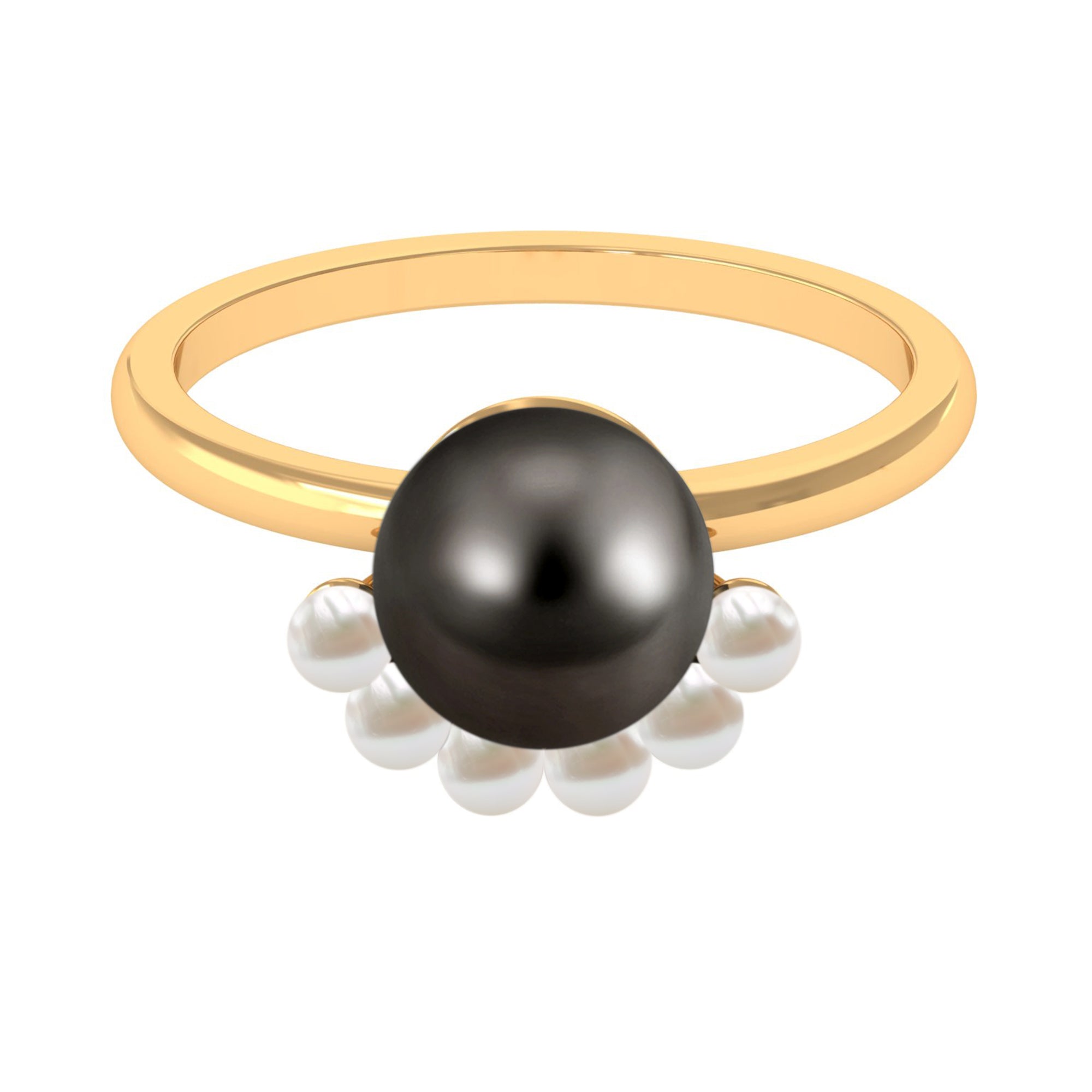 Designer 8 Carat Black and White Pearl Half Halo Engagement Ring AAA - Rosec Jewels