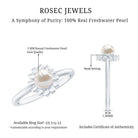 2 Carat Solitaire Freshwater Cultured Pearl Flower Ring AAA - Rosec Jewels
