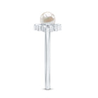 2 Carat Solitaire Freshwater Cultured Pearl Flower Ring AAA - Rosec Jewels