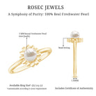 2 Carat Solitaire Freshwater Cultured Pearl Flower Ring AAA - Rosec Jewels