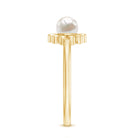 2 Carat Solitaire Freshwater Cultured Pearl Flower Ring AAA - Rosec Jewels