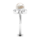 Rosec Jewels-Natural 3 Carat Freshwater Pearl Cuff Ring with Diamond