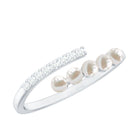 Cultured Freshwater Pearl Diamond Wrap Ring for Women AAA - Rosec Jewels