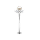 Cultured 2 Carat Freshwater Engagement Ring with Diamond AAA - Rosec Jewels
