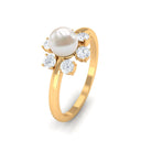 Cultured 2 Carat Freshwater Engagement Ring with Diamond AAA - Rosec Jewels
