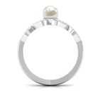 2 Carat Freshwater Pearl Crossover Engagement Ring with Diamond AAA - Rosec Jewels