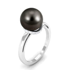 Tahitian Pearl Solitaire Engagement Ring with Diamond Surprise Halo AAA - Rosec Jewels