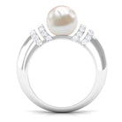 7.48 Carat Freshwater Pearl Solitaire Engagement Ring with Diamond AAA - Rosec Jewels