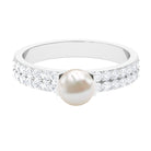 2 Carat Freshwater Pearl Engagement Ring with Diamond AAA - Rosec Jewels