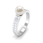 2 Carat Freshwater Pearl Engagement Ring with Diamond AAA - Rosec Jewels