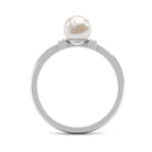 Cultured 2 Carat Freshwater Pearl Solitaire Engagement Ring with Diamond AAA - Rosec Jewels
