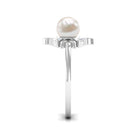 Rosec Jewels-Nature Inspired 2 Carat Freshwater Pearl Engagement Ring with Diamond