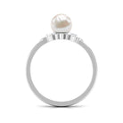 Rosec Jewels-Nature Inspired 2 Carat Freshwater Pearl Engagement Ring with Diamond