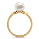 Rosec Jewels-Natural 7.4 Carat Freshwater Pearl Solitaire Engagement Ring with Diamond
