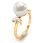 Rosec Jewels-Natural 7.4 Carat Freshwater Pearl Solitaire Engagement Ring with Diamond
