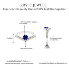 2 CT Solitaire Blue Sapphire and Freshwater Pearl Chevron Ring AAA - Rosec Jewels