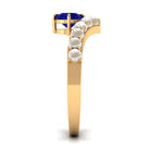 2 CT Solitaire Blue Sapphire and Freshwater Pearl Chevron Ring AAA - Rosec Jewels