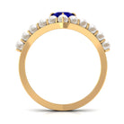 2 CT Solitaire Blue Sapphire and Freshwater Pearl Chevron Ring AAA - Rosec Jewels