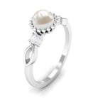 Rosec Jewels-Natural 2 Carat Freshwater Pearl Engagement Ring with Diamond