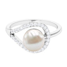 7.48 Carat Freshwater Pearl Engagement Ring with Diamond AAA - Rosec Jewels