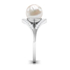 7.48 Carat Freshwater Pearl Engagement Ring with Diamond AAA - Rosec Jewels