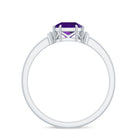 Natural 1.3 Carat Amethyst Asscher Cut Engagement Ring with Diamond AAA - Rosec Jewels