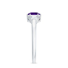 Natural 1.3 Carat Amethyst Asscher Cut Engagement Ring with Diamond AAA - Rosec Jewels