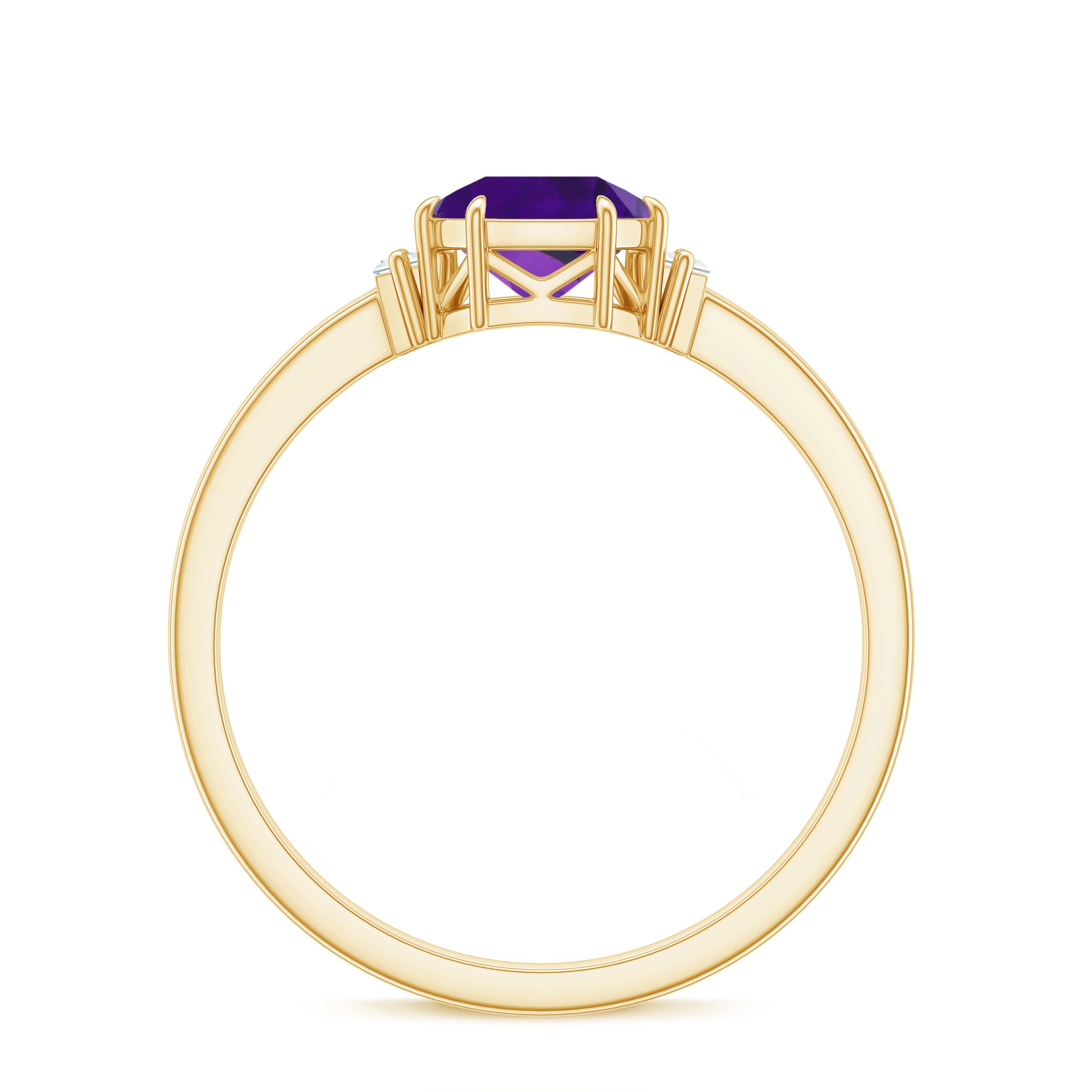 Natural 1.3 Carat Amethyst Asscher Cut Engagement Ring with Diamond AAA - Rosec Jewels