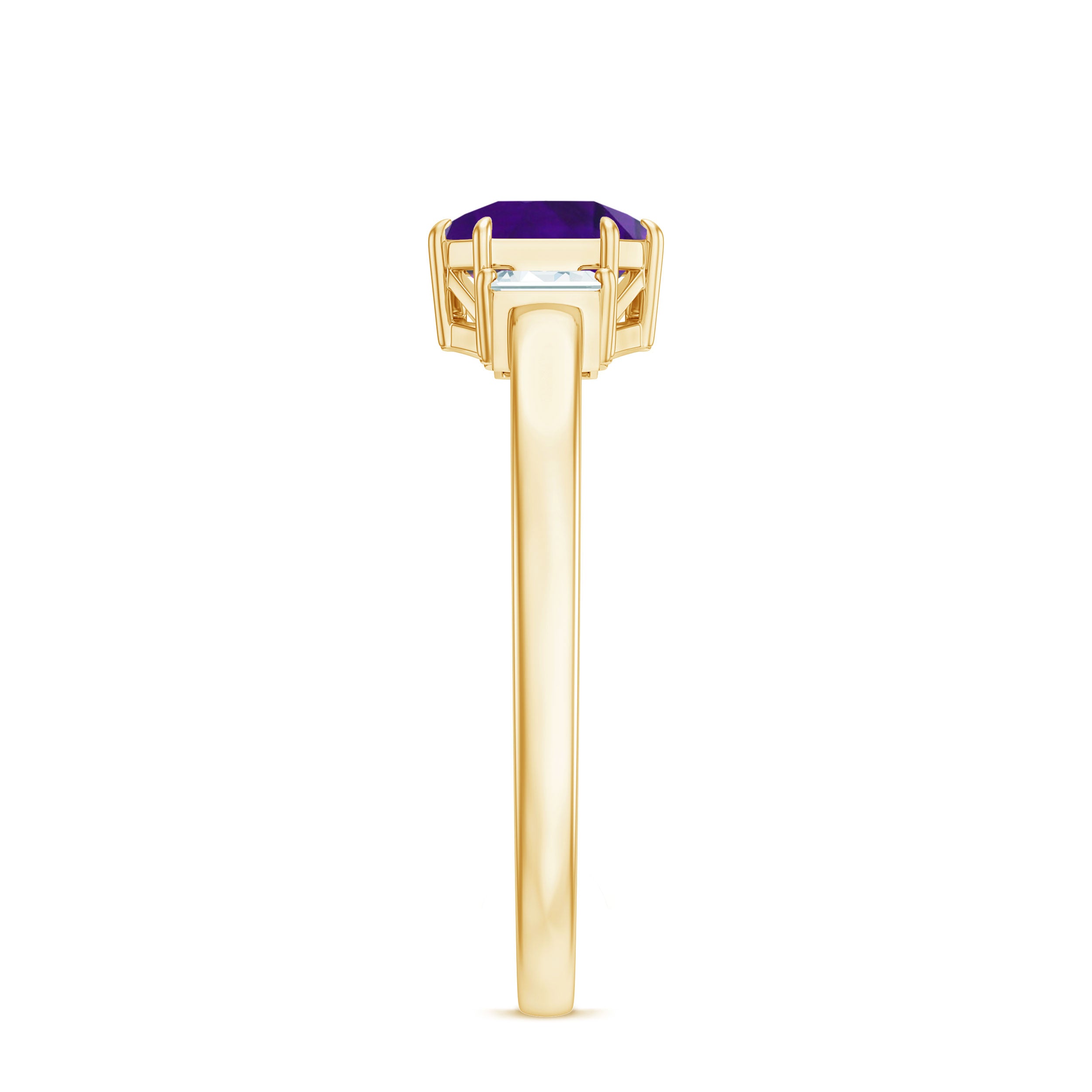 Natural 1.3 Carat Amethyst Asscher Cut Engagement Ring with Diamond AAA - Rosec Jewels