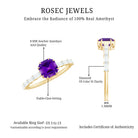 3 Carat Amethyst Asscher Cut Engagement Ring with Diamond AAA - Rosec Jewels
