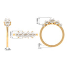 Rosec Jewels-Natural Freshwater Pearl 5 Stone Anniversary Ring with Diamond