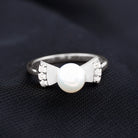 2.50 CT Freshwater Pearl Solitaire Bow Ring with Diamond Freshwater Pearl - ( AAA ) - Quality - Rosec Jewels